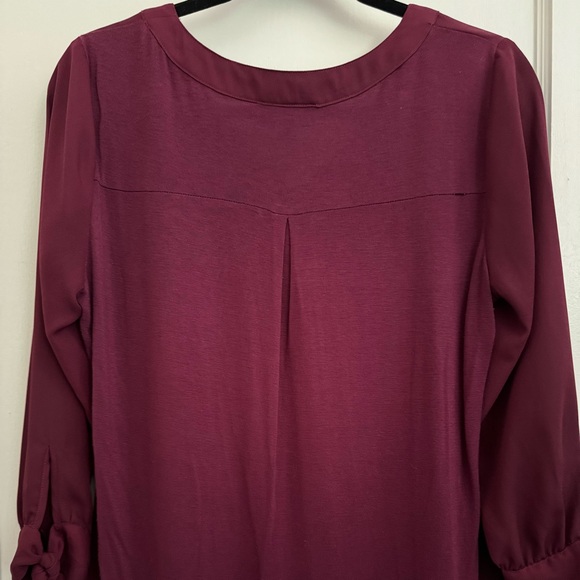 Fortune + Ivy Burgundy Long Sleeve Blouse - Picture 3 of 4
